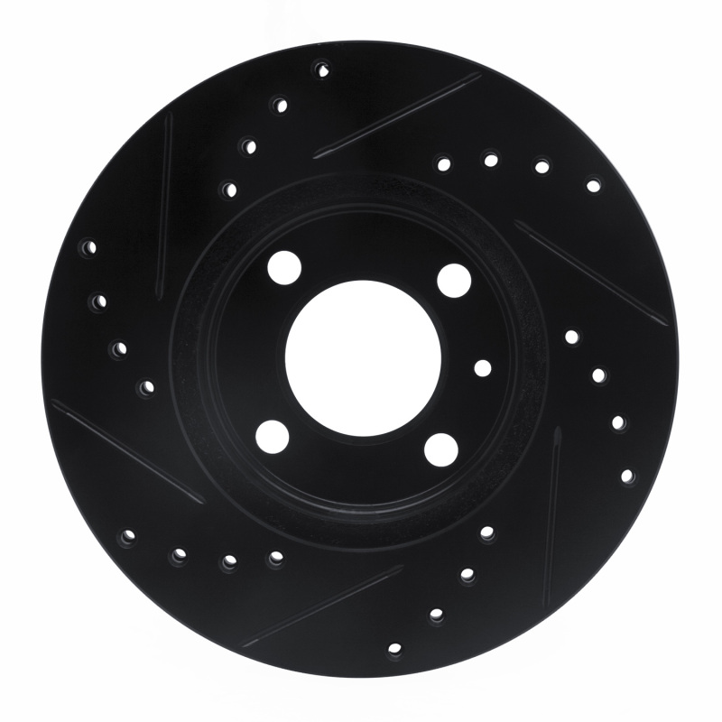 Volkswagen DERBY Brake Rotor (1) - Front Right - R1 Concepts - Drilled & Slotted - Black - `86-`08